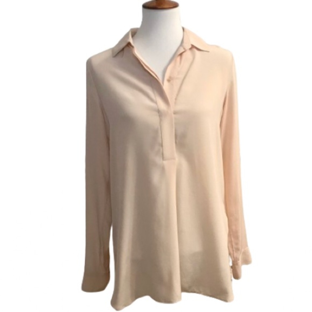 VINCE 100% Silk Blush Pink Popover Round Hem Tunic Blouse 6 - Picture 2 of 8